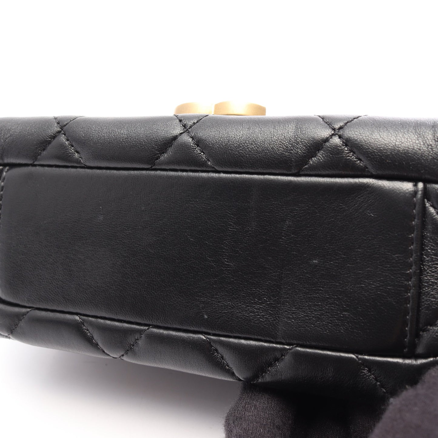 マトラッセ ミニフラップバッグ チェーンショルダーバッグ ラムスキン ブラック ゴールド金具 シャネル