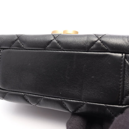 マトラッセ ミニフラップバッグ チェーンショルダーバッグ ラムスキン ブラック ゴールド金具 シャネル