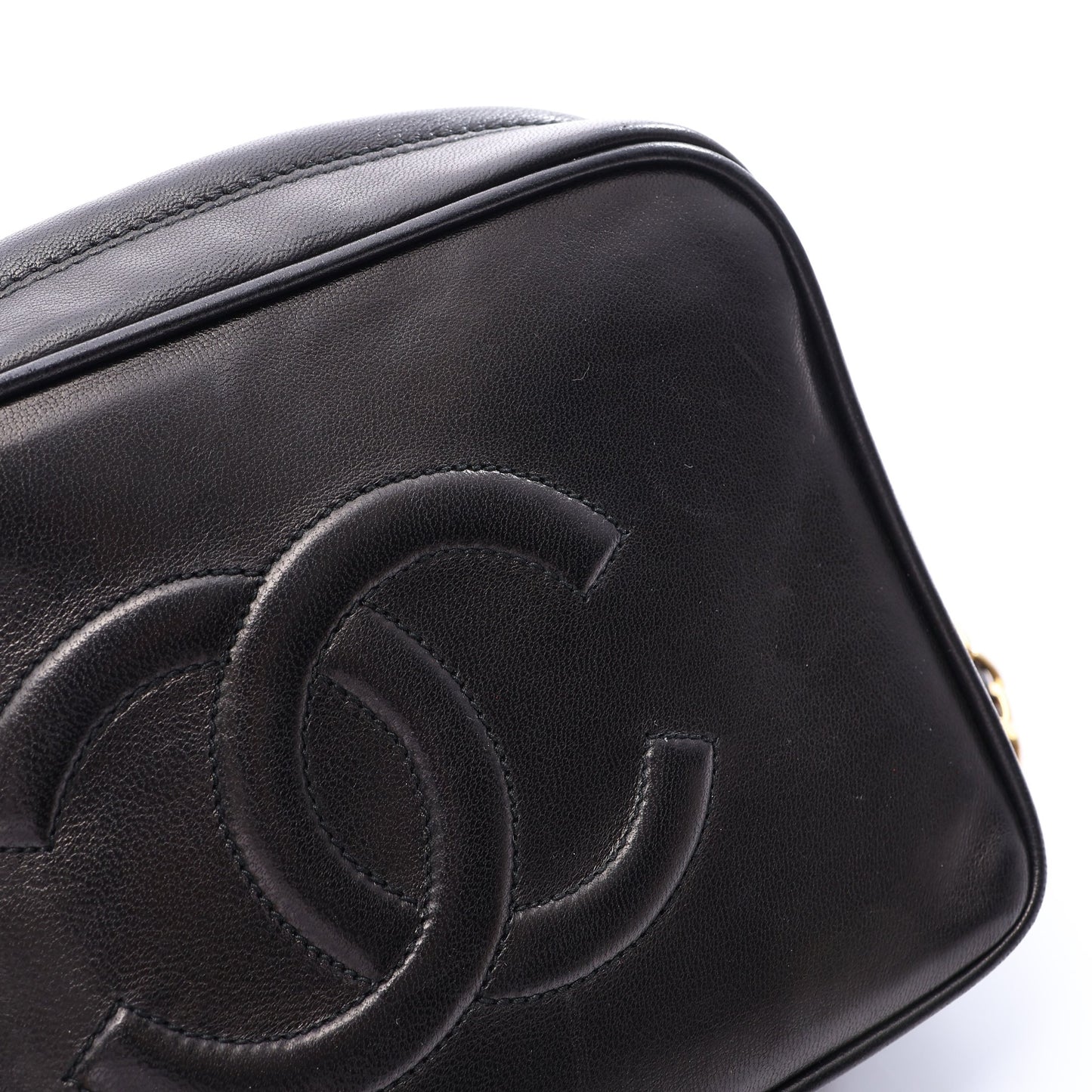 ココマーク チェーンショルダーバッグ ラムスキン ブラック ゴールド金具 ヴィンテージ シャネル バッグ CHANEL