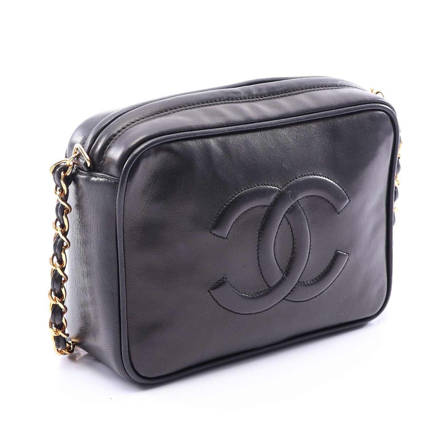 ココマーク チェーンショルダーバッグ ラムスキン ブラック ゴールド金具 ヴィンテージ シャネル バッグ CHANEL