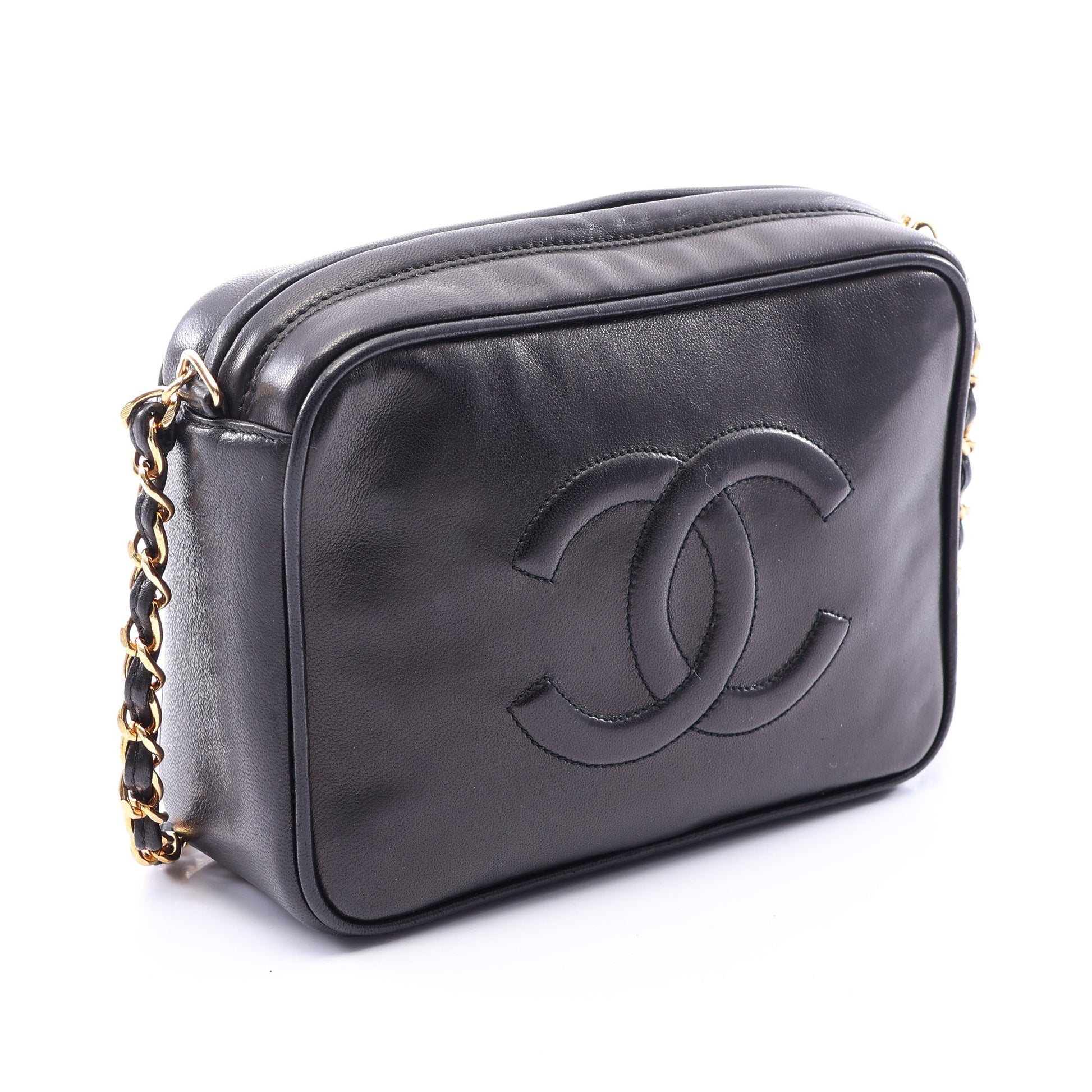 ココマーク チェーンショルダーバッグ ラムスキン ブラック ゴールド金具 ヴィンテージ シャネル バッグ CHANEL