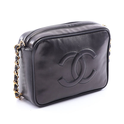 ココマーク チェーンショルダーバッグ ラムスキン ブラック ゴールド金具 ヴィンテージ シャネル バッグ CHANEL