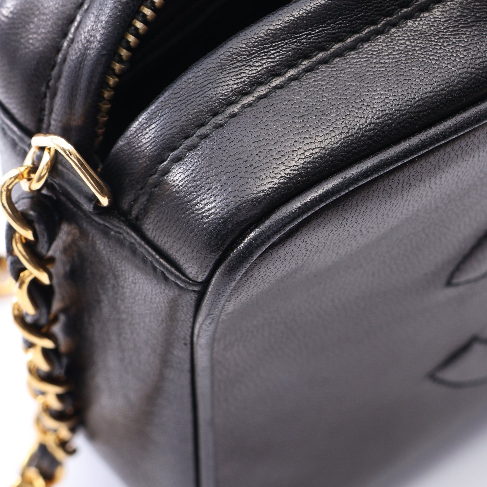 ココマーク チェーンショルダーバッグ ラムスキン ブラック ゴールド金具 ヴィンテージ シャネル バッグ CHANEL