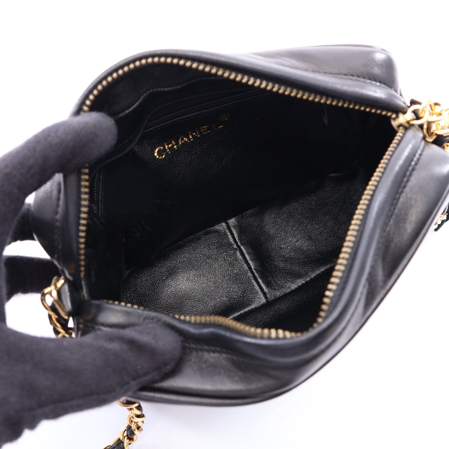 ココマーク チェーンショルダーバッグ ラムスキン ブラック ゴールド金具 ヴィンテージ シャネル バッグ CHANEL