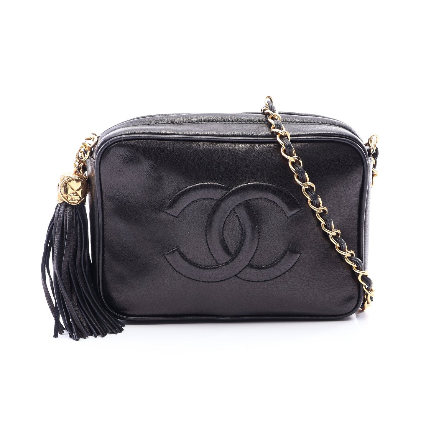 ココマーク チェーンショルダーバッグ ラムスキン ブラック ゴールド金具 ヴィンテージ シャネル バッグ CHANEL