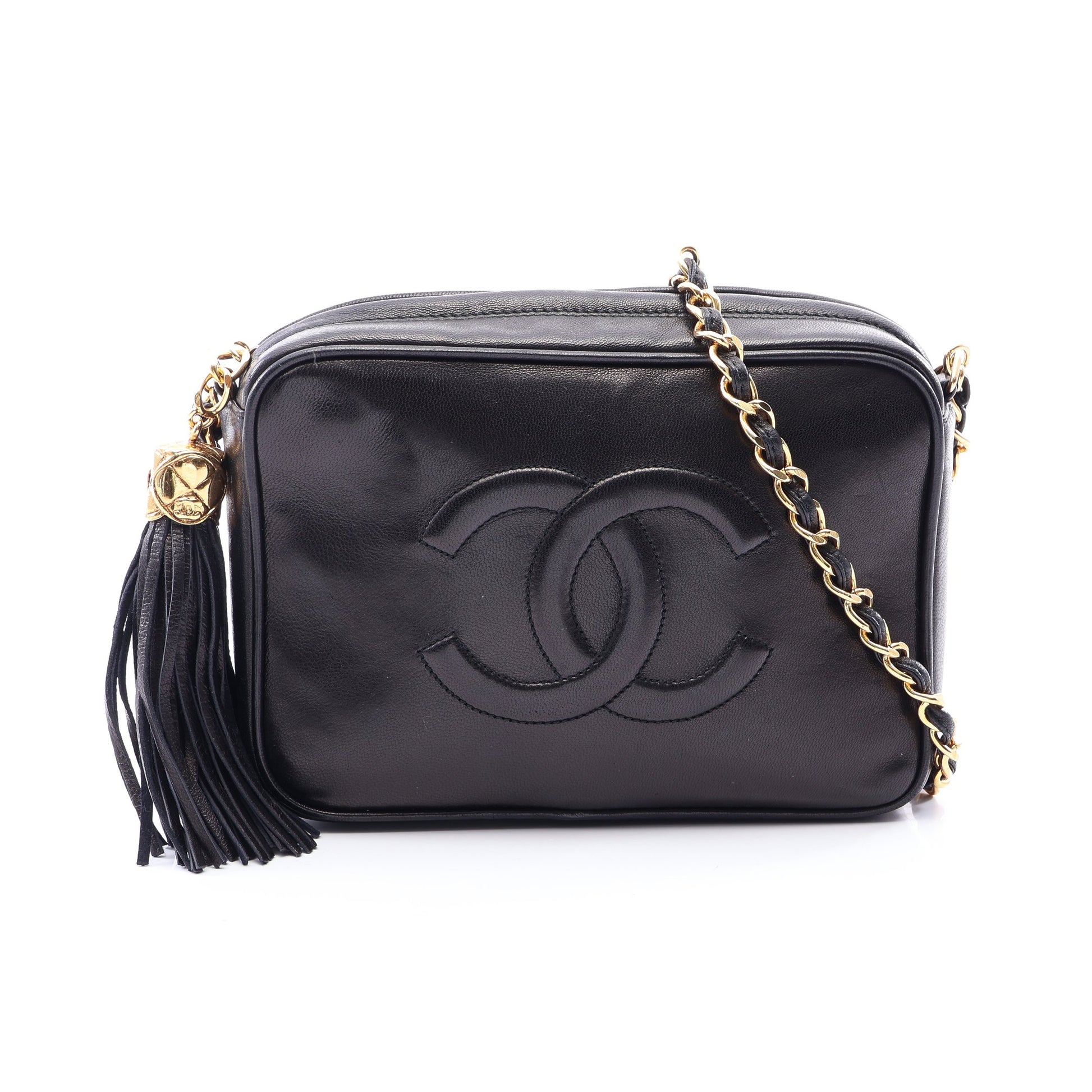 ココマーク チェーンショルダーバッグ ラムスキン ブラック ゴールド金具 ヴィンテージ シャネル バッグ CHANEL