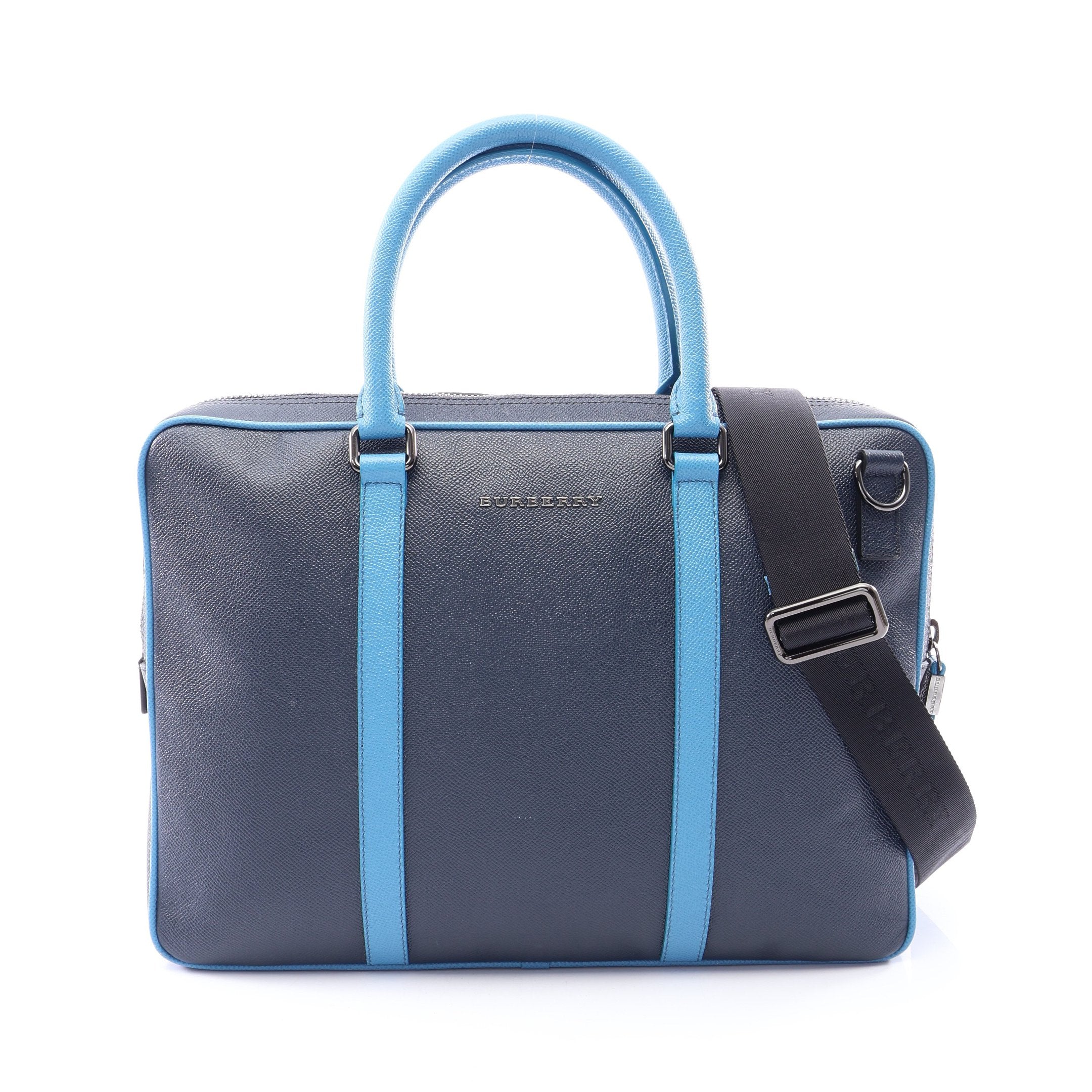 795299/Burberry サフィアーノレザー ハンドバッグ ネイビー