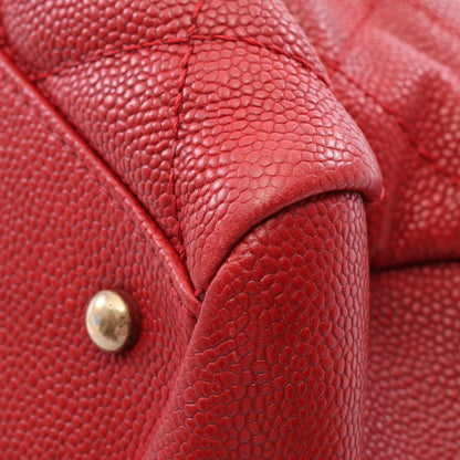 マトラッセ ボウリングバッグ チェーンショルダーバッグ キャビアスキン レッド ゴールド金具 シャネル