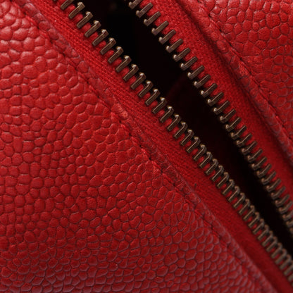 マトラッセ ボウリングバッグ チェーンショルダーバッグ キャビアスキン レッド ゴールド金具 シャネル