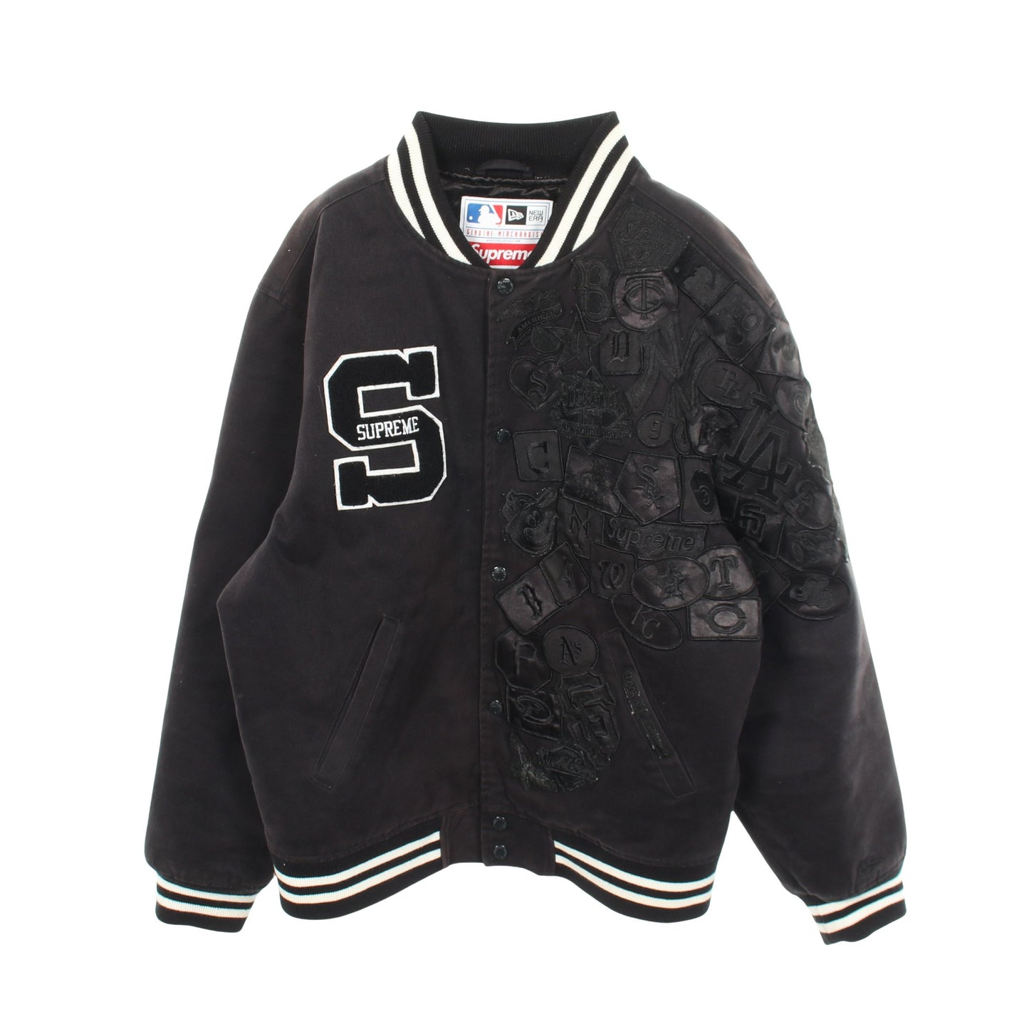 Supreme × New Era MBL Varsity Jacket スタジャン コットン ブラック ホワイト シュプリーム