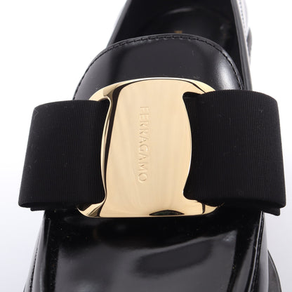 ヴァラリボン ヒール ローファー レザー ブラック サルヴァトーレフェラガモ シューズ Salvatore Ferragamo