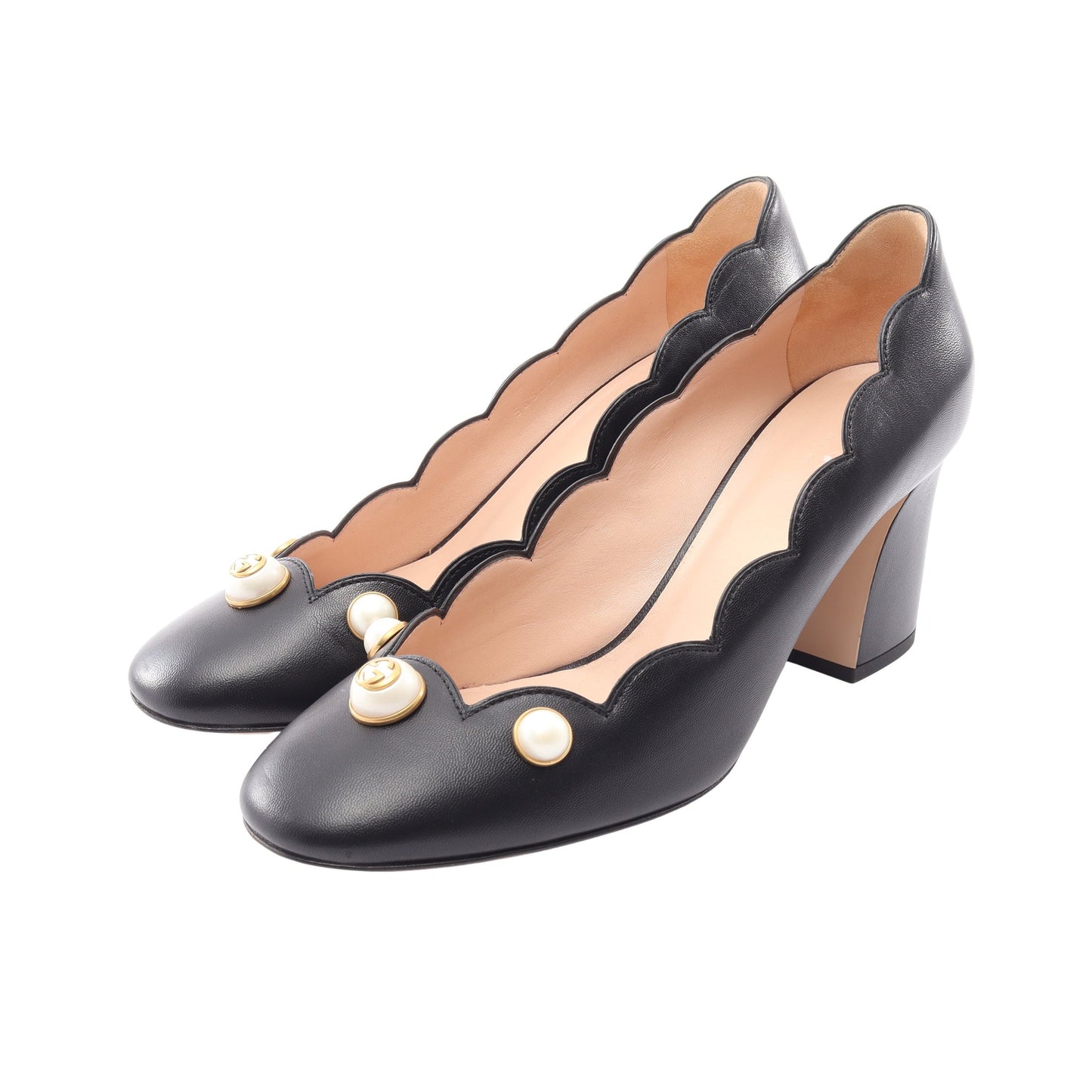 ダブルG フェイクパール パンプス レザー ブラック グッチ シューズ GUCCI