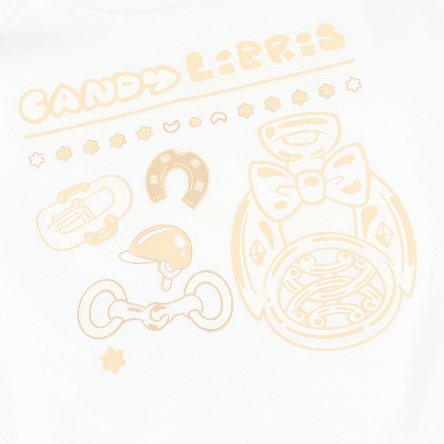 Candy Libris ラグランスリーブ 半袖Tシャツ コットン ホワイト ライトベージュ エルメス