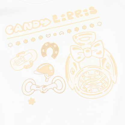 Candy Libris ラグランスリーブ 半袖Tシャツ コットン ホワイト ライトベージュ エルメス