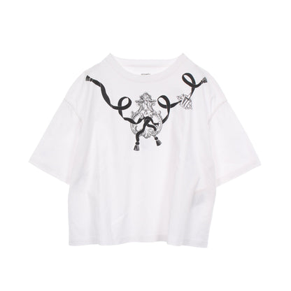 カルトゥッシュ フェロヌリー 半袖Tシャツ コットン ホワイト ブラック エルメス
