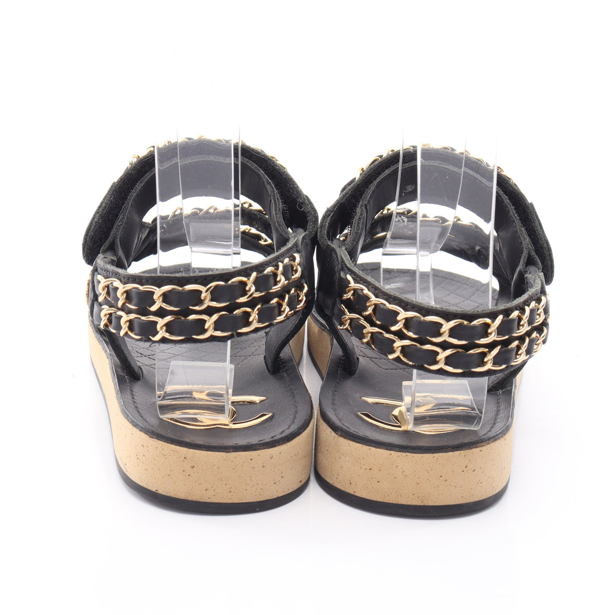 ココマーク チェーン サンダル レザー ブラック シャネル シューズ CHANEL