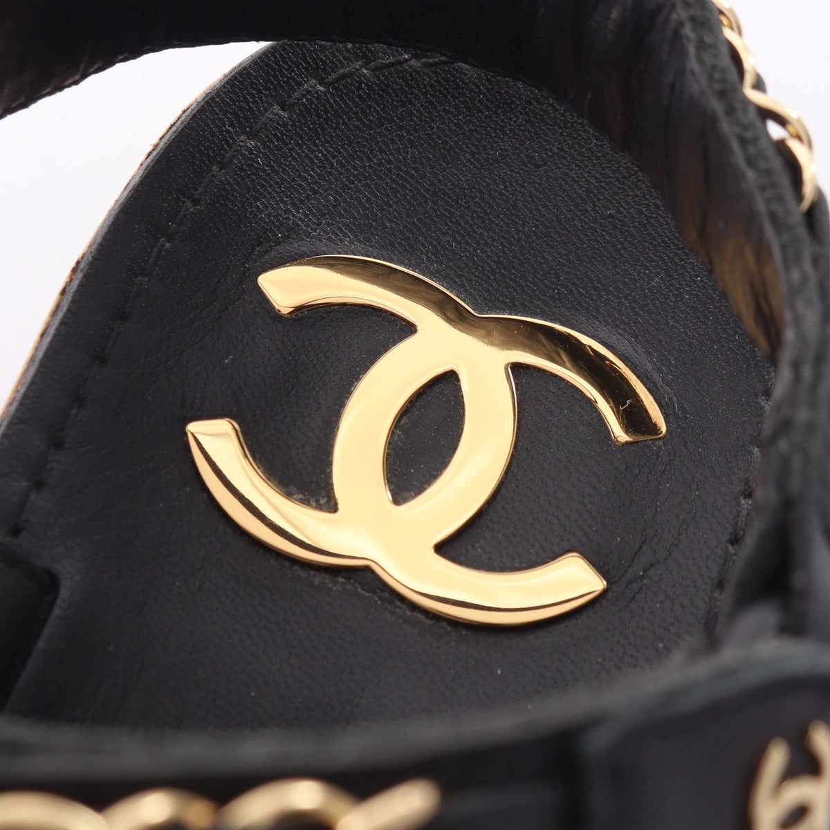 ココマーク チェーン サンダル レザー ブラック シャネル シューズ CHANEL