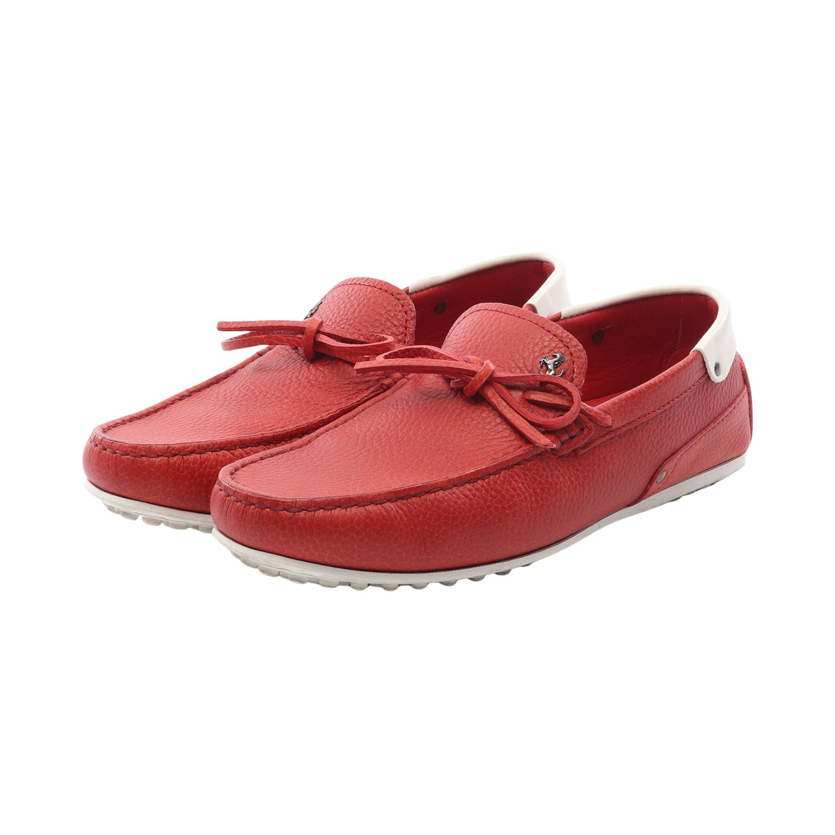 TOD'S for Ferrari ゴンミーニ ドライビングシューズ レザー レッド ホワイト トッズ シューズ TOD'S