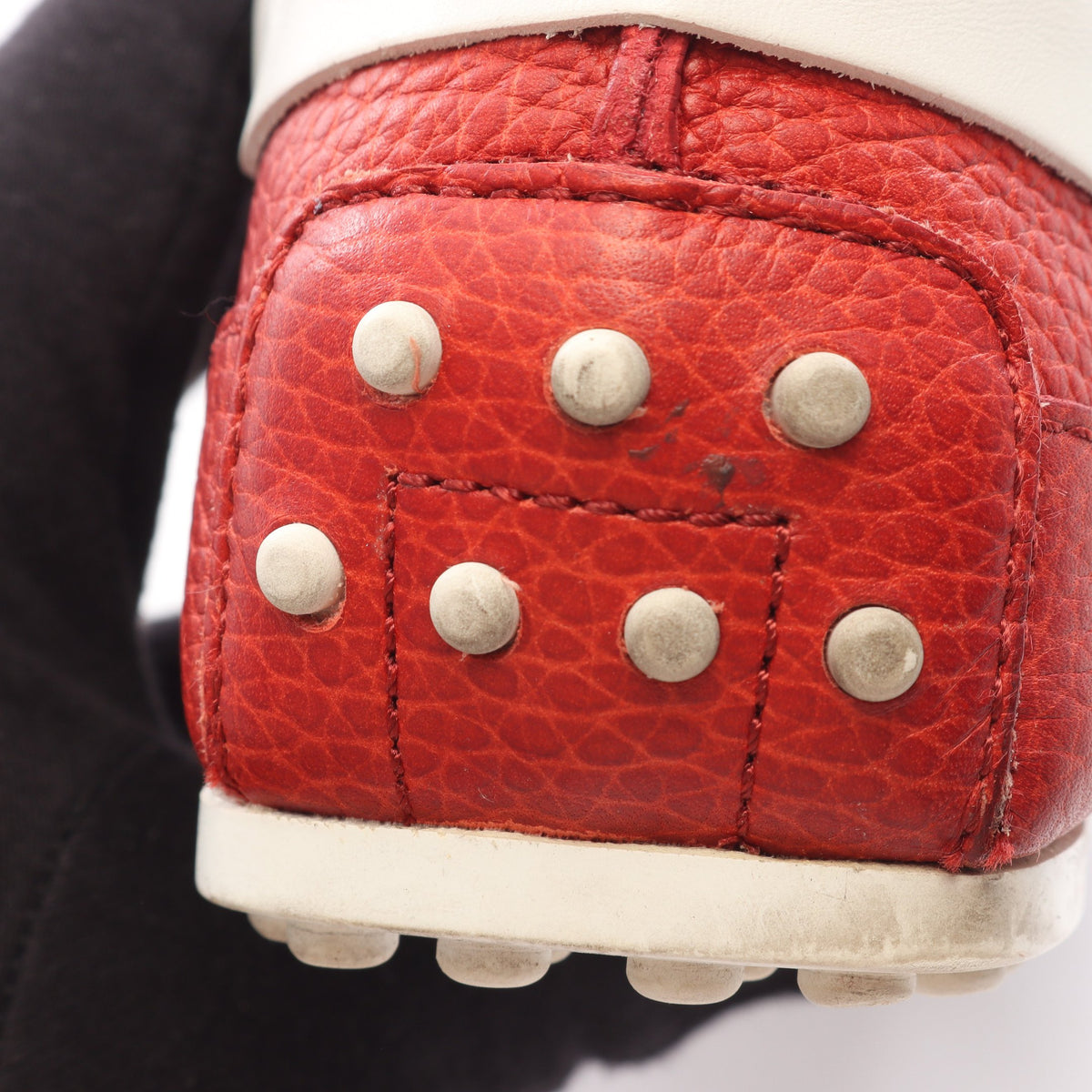 TOD'S for Ferrari ゴンミーニ ドライビングシューズ レザー レッド ホワイト トッズ シューズ TOD'S