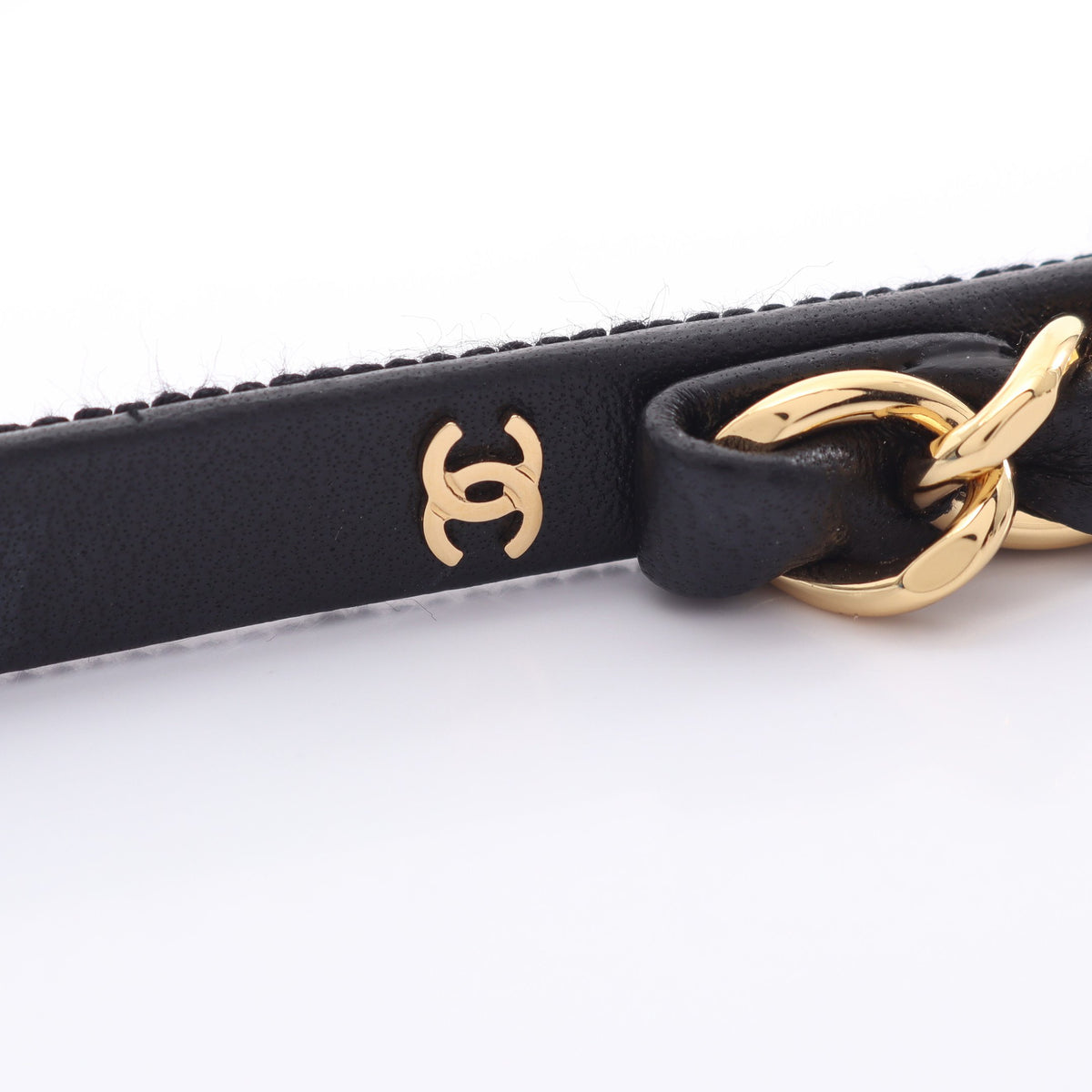 24B ココマーク チェーン カチューシャ レザー GP ブラック ゴールド シャネル アクセサリー CHANEL