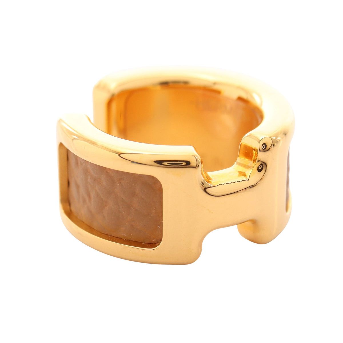 オランプPM イヤーカフ GP レザー ゴールド ベージュ エルメス アクセサリー HERMES