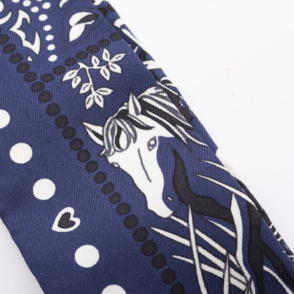 ツイリー Entre Ciel et mer Bandana リボン スカーフ シルク ネイビー エルメス 財布・小物 HERMES