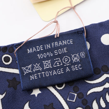 ツイリー Entre Ciel et mer Bandana リボン スカーフ シルク ネイビー エルメス 財布・小物 HERMES