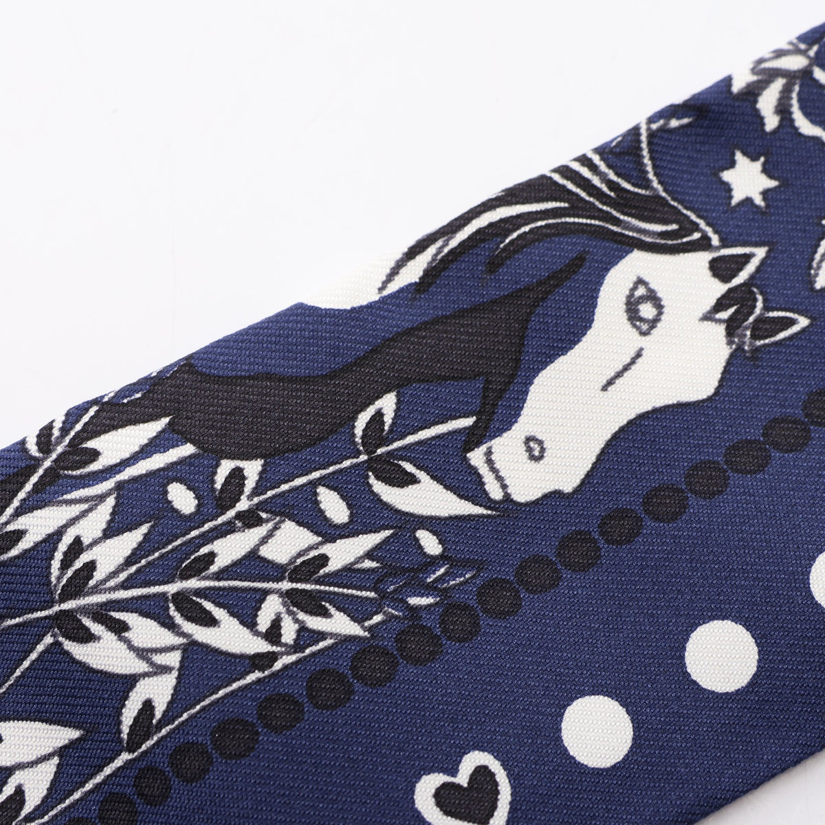 ツイリー Entre Ciel et mer Bandana リボン スカーフ シルク ネイビー エルメス 財布・小物 HERMES