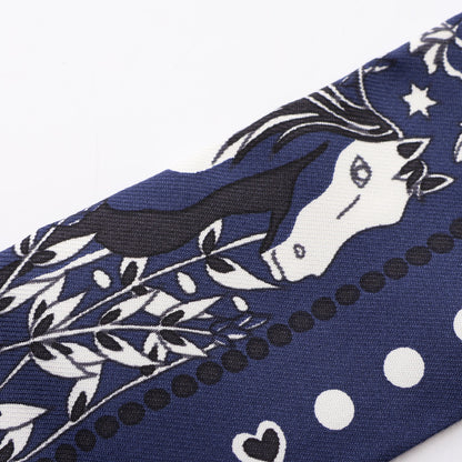 ツイリー Entre Ciel et mer Bandana リボン スカーフ シルク ネイビー エルメス 財布・小物 HERMES