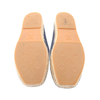 ビダール ライン モノグラム エンボス エスパドリーユ フラットシューズ スエード ジュート ネイビー ルイヴィトン シューズ LOUIS VUITTON
