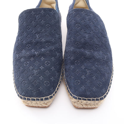 ビダール ライン モノグラム エンボス エスパドリーユ フラットシューズ スエード ジュート ネイビー ルイヴィトン シューズ LOUIS VUITTON