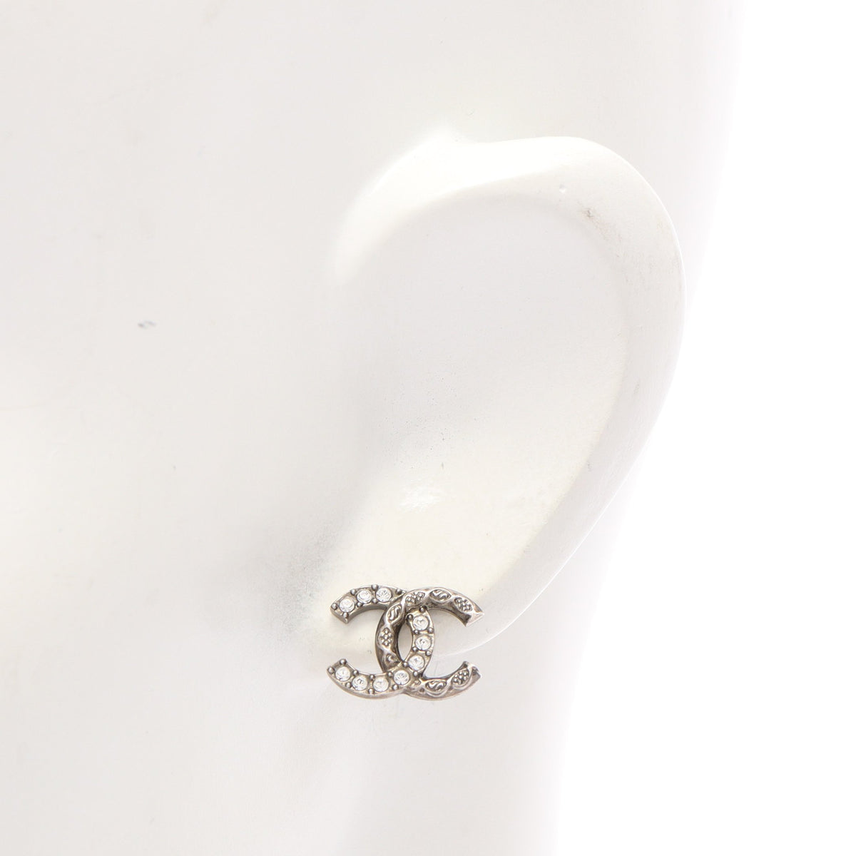 ココマーク I24A ピアス ラインストーン シルバー クリア シャネル アクセサリー CHANEL