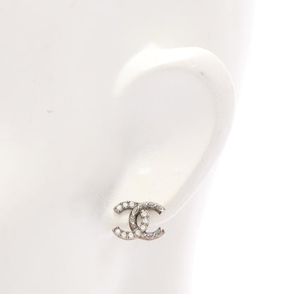 ココマーク I24A ピアス ラインストーン シルバー クリア シャネル アクセサリー CHANEL
