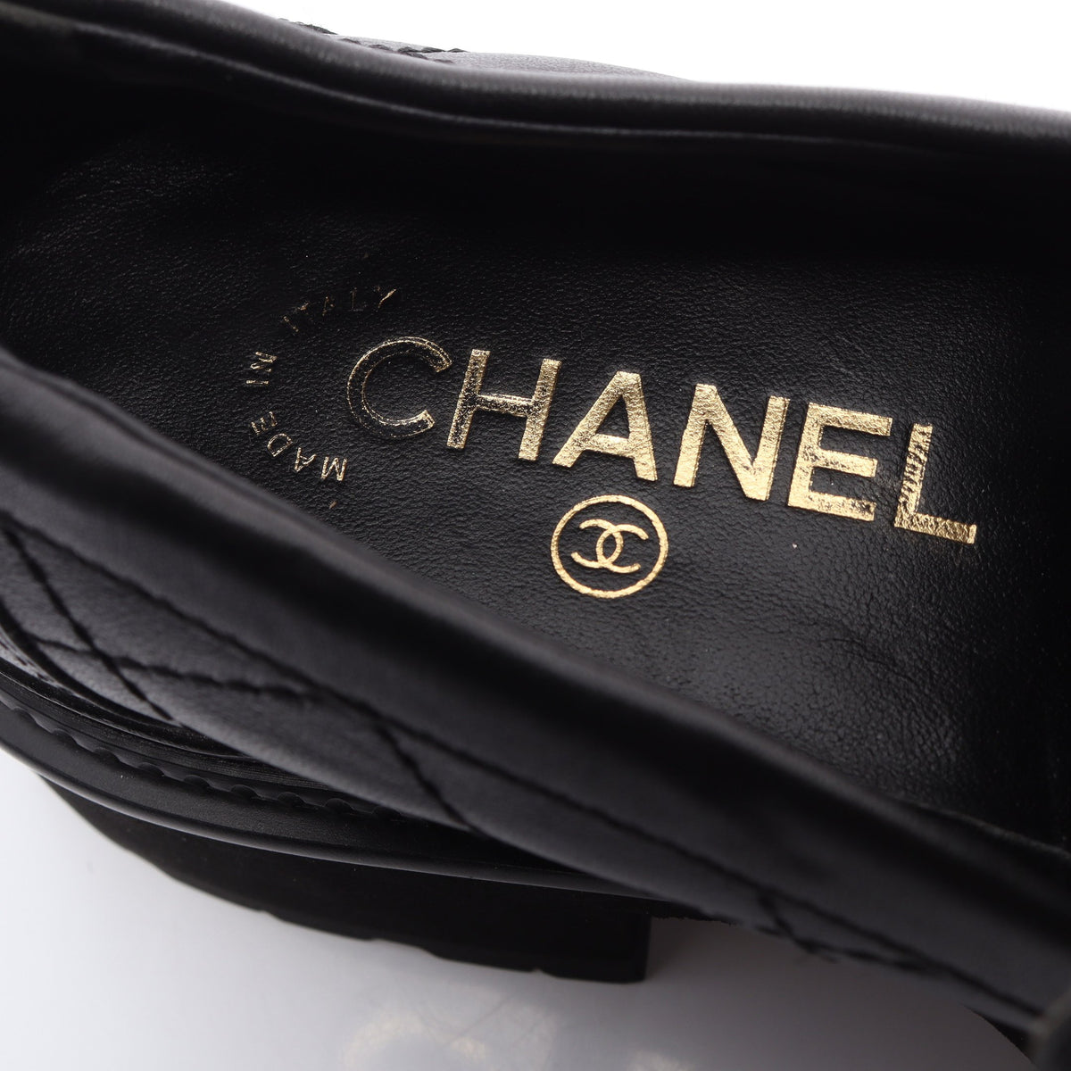 ココマーク マトラッセ ローファー レザー ブラック シャネル シューズ CHANEL