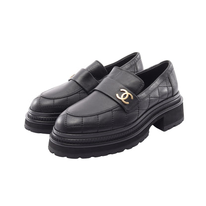 ココマーク マトラッセ ローファー レザー ブラック シャネル シューズ CHANEL