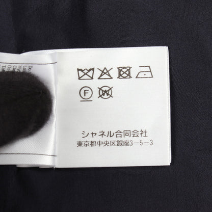 ココマークボタン ダブルブレスト ツイード ノーカラージャケット コットン ネイビー シャネル