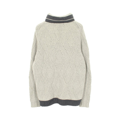 フード付き ニット ジャケット アルパカ ヤク グレー エルメス