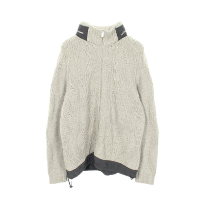 フード付き ニット ジャケット アルパカ ヤク グレー エルメス