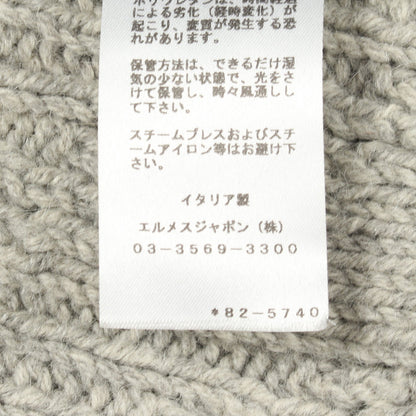 フード付き ニット ジャケット アルパカ ヤク グレー エルメス