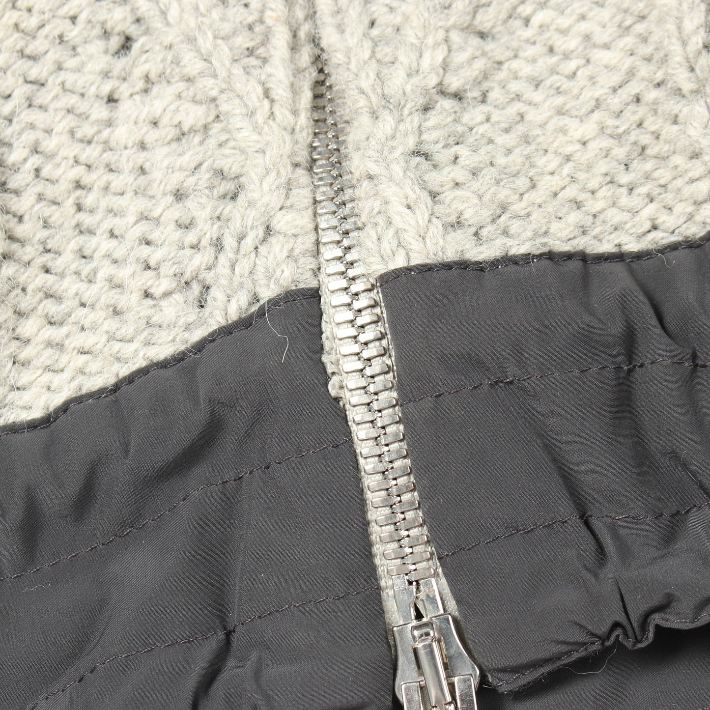 フード付き ニット ジャケット アルパカ ヤク グレー エルメス