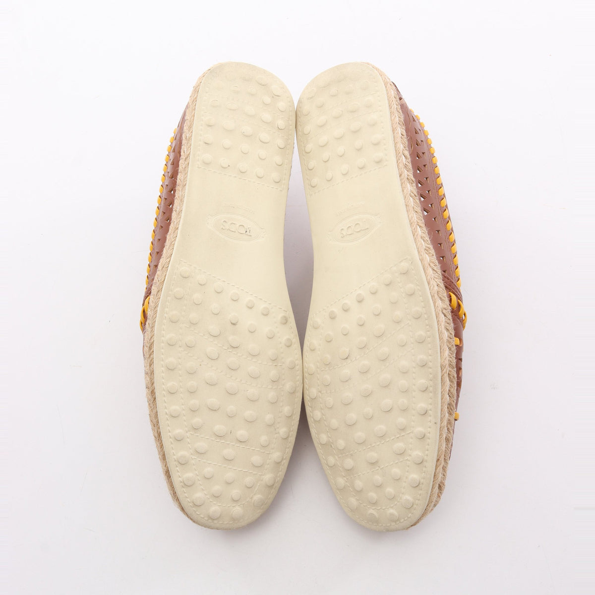 パンチング エスパドリーユ スリッポン レザー ブラウン オレンジイエロー トッズ シューズ TOD'S