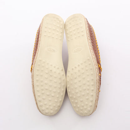 パンチング エスパドリーユ スリッポン レザー ブラウン オレンジイエロー トッズ シューズ TOD'S