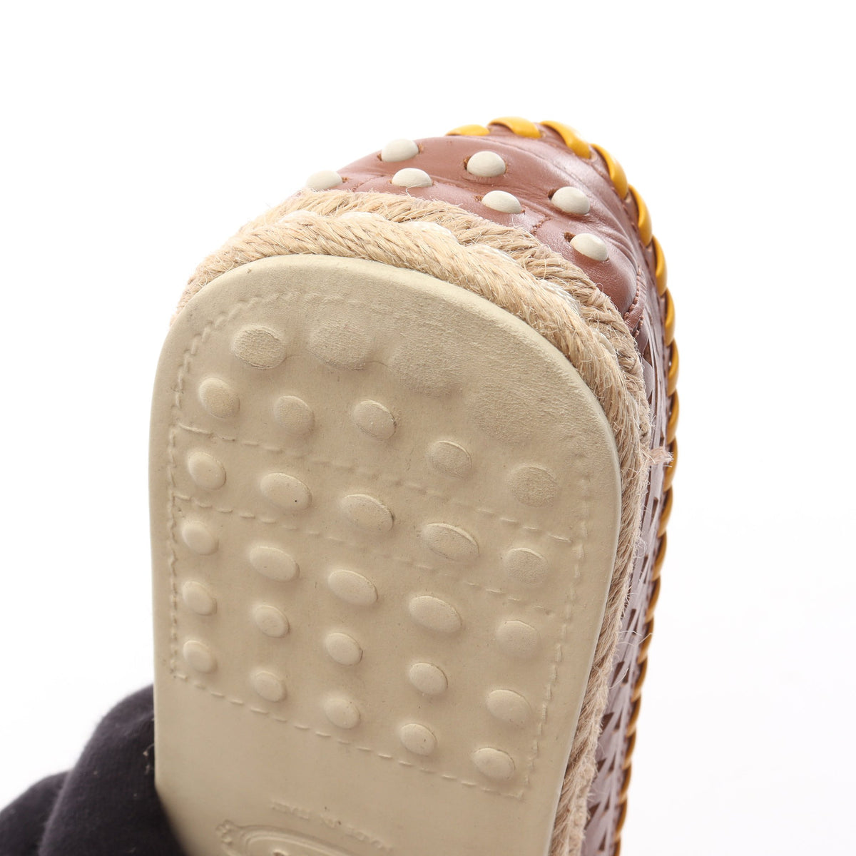 パンチング エスパドリーユ スリッポン レザー ブラウン オレンジイエロー トッズ シューズ TOD'S