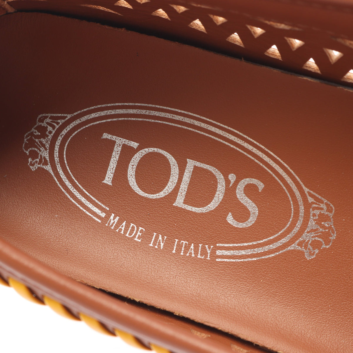 パンチング エスパドリーユ スリッポン レザー ブラウン オレンジイエロー トッズ シューズ TOD'S