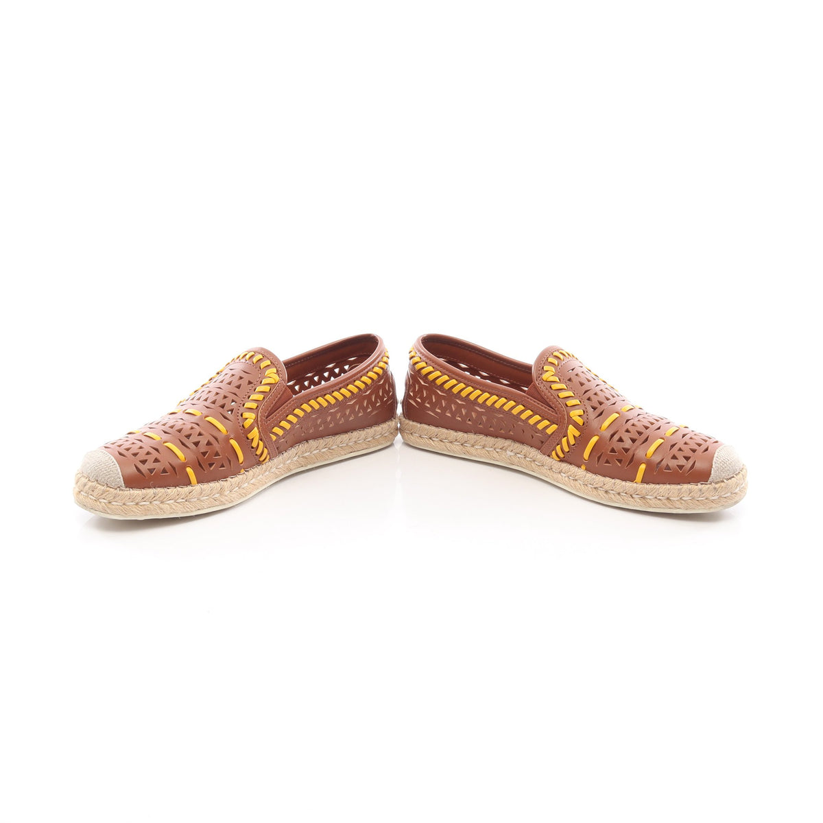 パンチング エスパドリーユ スリッポン レザー ブラウン オレンジイエロー トッズ シューズ TOD'S