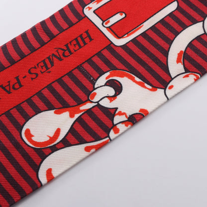 ツイリー MORS a JOUETS chemise リボン スカーフ シルク レッド マルチカラー エルメス 財布・小物 HERMES
