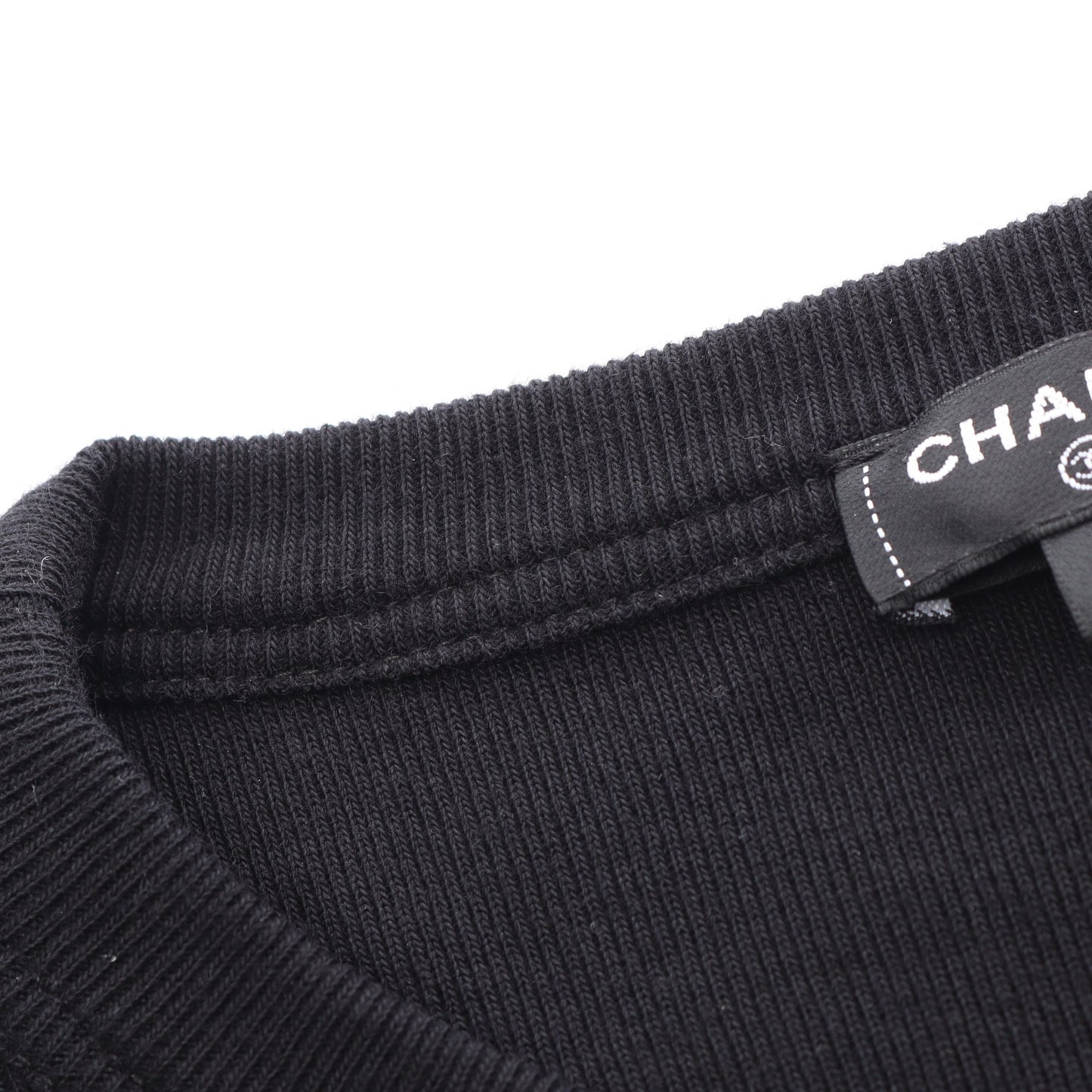 カメリアロゴ ラインストーン 半袖Tシャツ コットン ブラック シャネル
