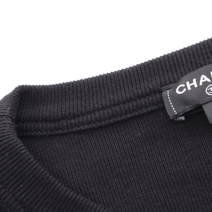 カメリアロゴ ラインストーン 半袖Tシャツ コットン ブラック シャネル