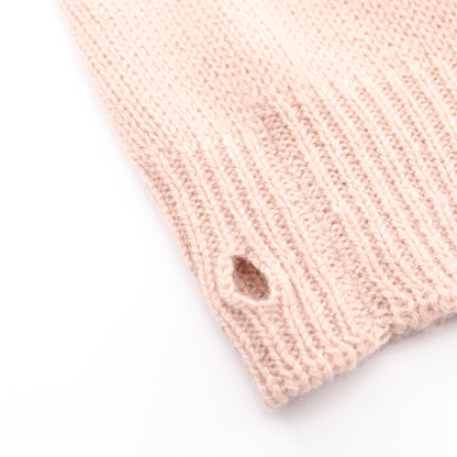 ロゴ刺繍 リボン カーディガン カシミヤ ピンクベージュ クリスチャンディオール
