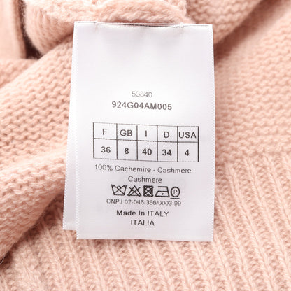 ロゴ刺繍 リボン カーディガン カシミヤ ピンクベージュ クリスチャンディオール